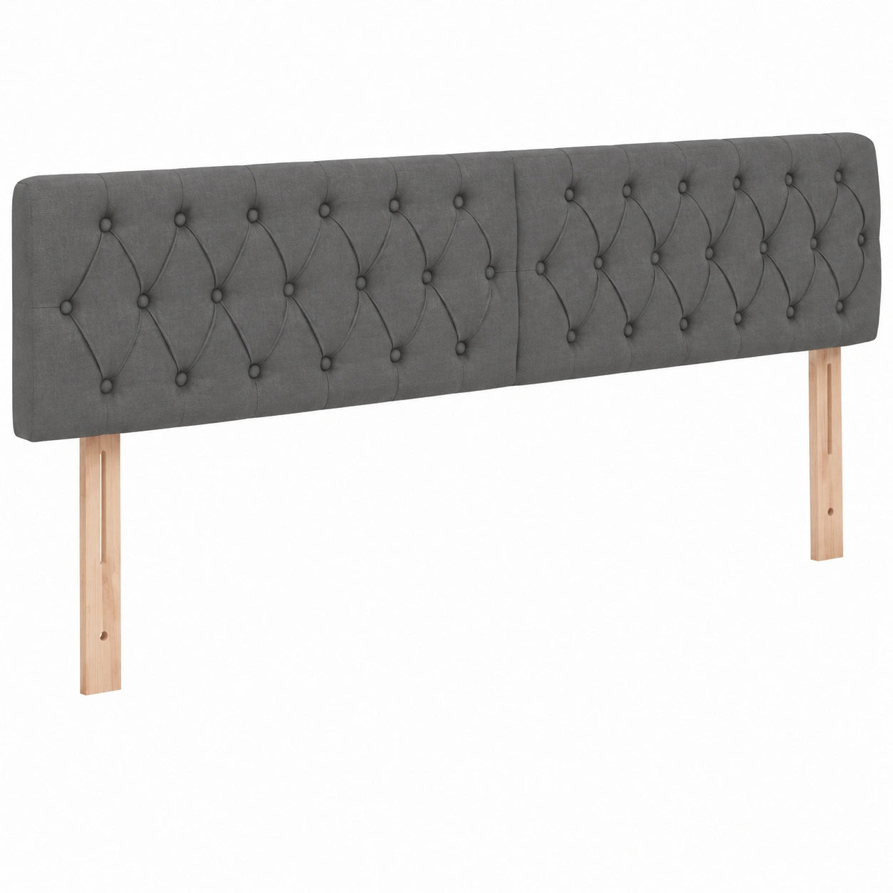 Verstellbares Polster-Kopfteil mit Holzbeinen, Dunkelgrau, 200x7x78/88cm