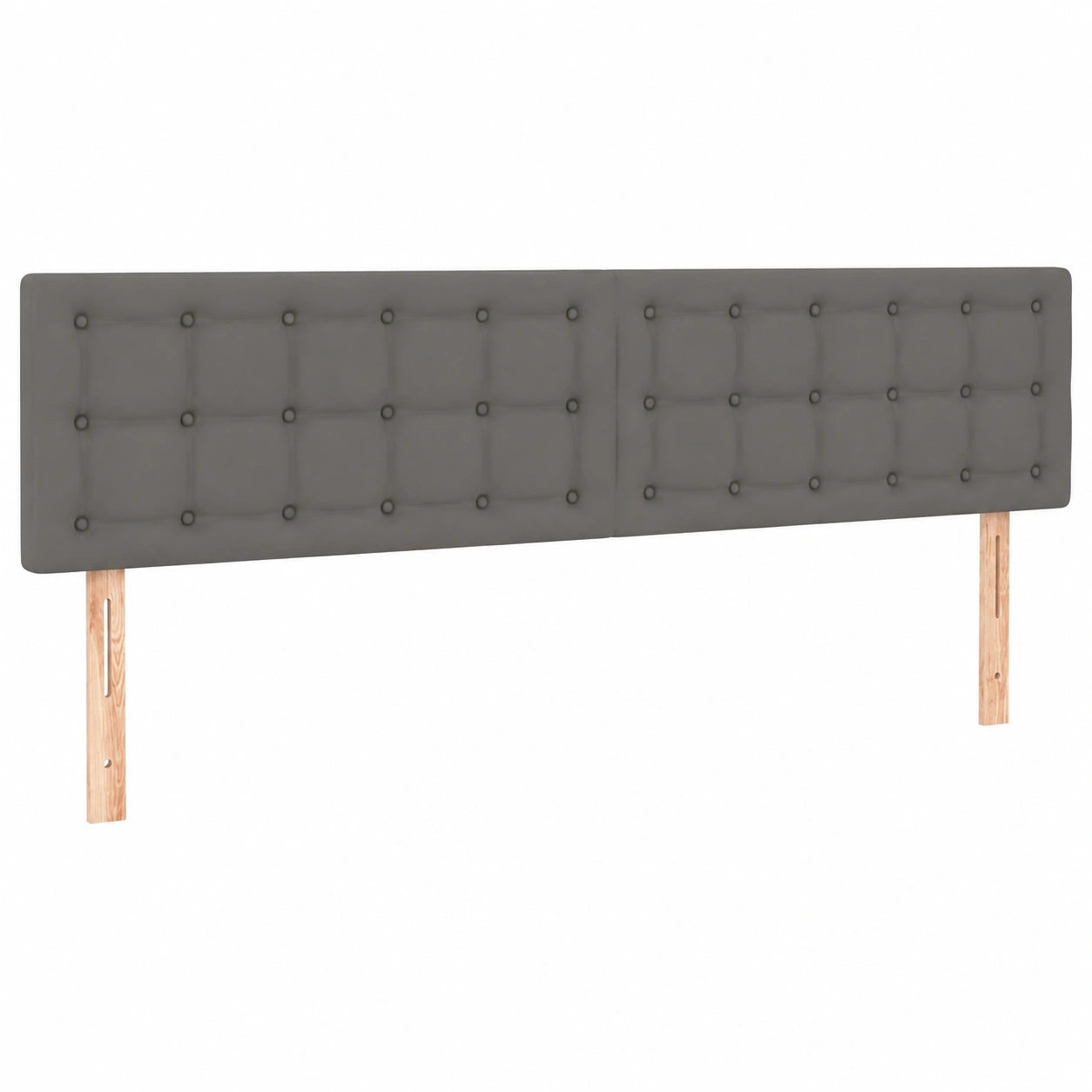 Höhenverstellbares Polster-Kopfteil aus Kunstleder, Grau, 200x5x78/88cm, mit Holzbeinen