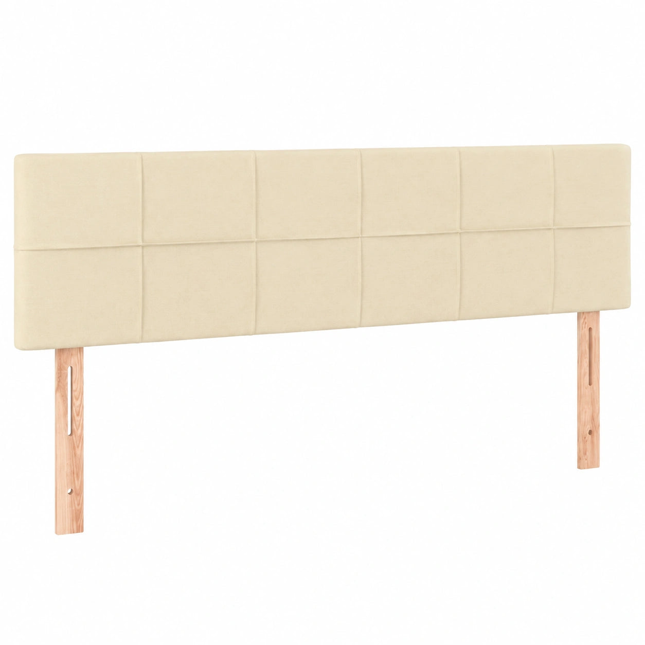 Verstellbares Polster-Kopfteil aus Stoff in Creme, 200x5x78/88cm für Betten, mit Holzbeinen im Schlafzimmer