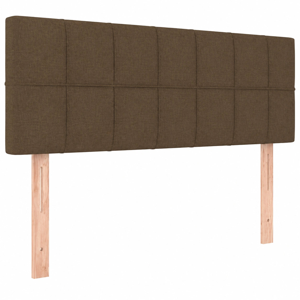 Höhenverstellbares Polsterbettkopfteil mit Holzbeinen, Dunkelbraun, 144x5x78/88 cm