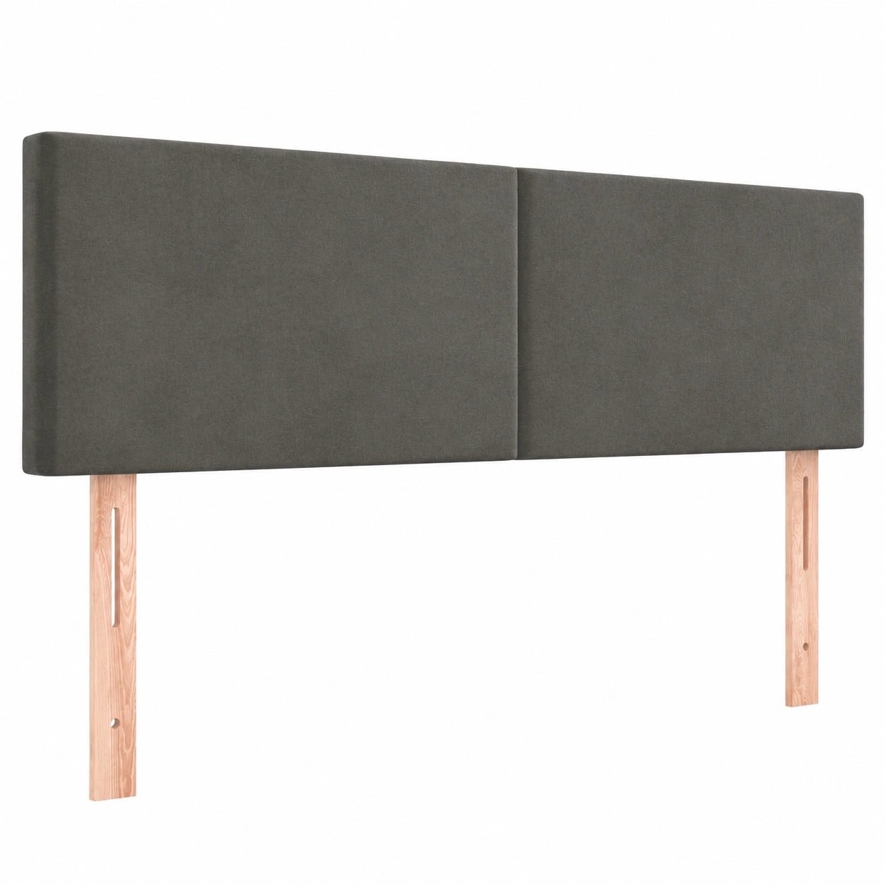 Höhenverstellbares Polster-Kopfteil in Dunkelgrau, 144x5x78/88cm, Samt mit Holzbeinen