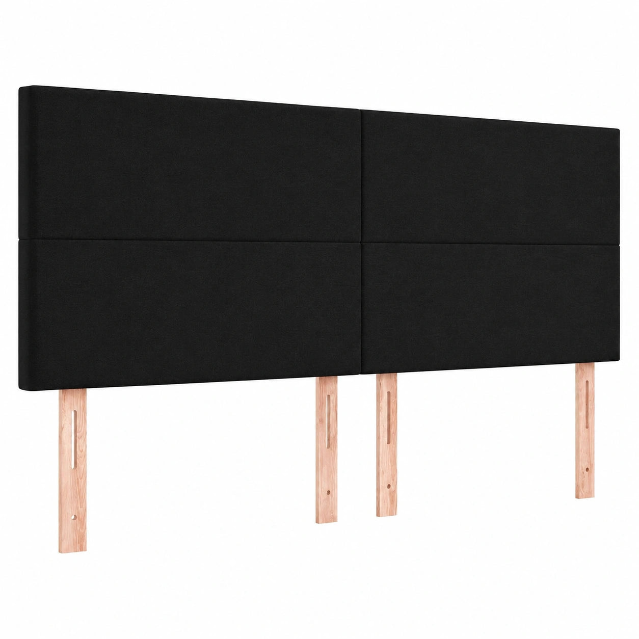 Verstellbares Kopfteil aus Stoff mit Holzbeinen, Schwarz, 200x5x118/128 cm