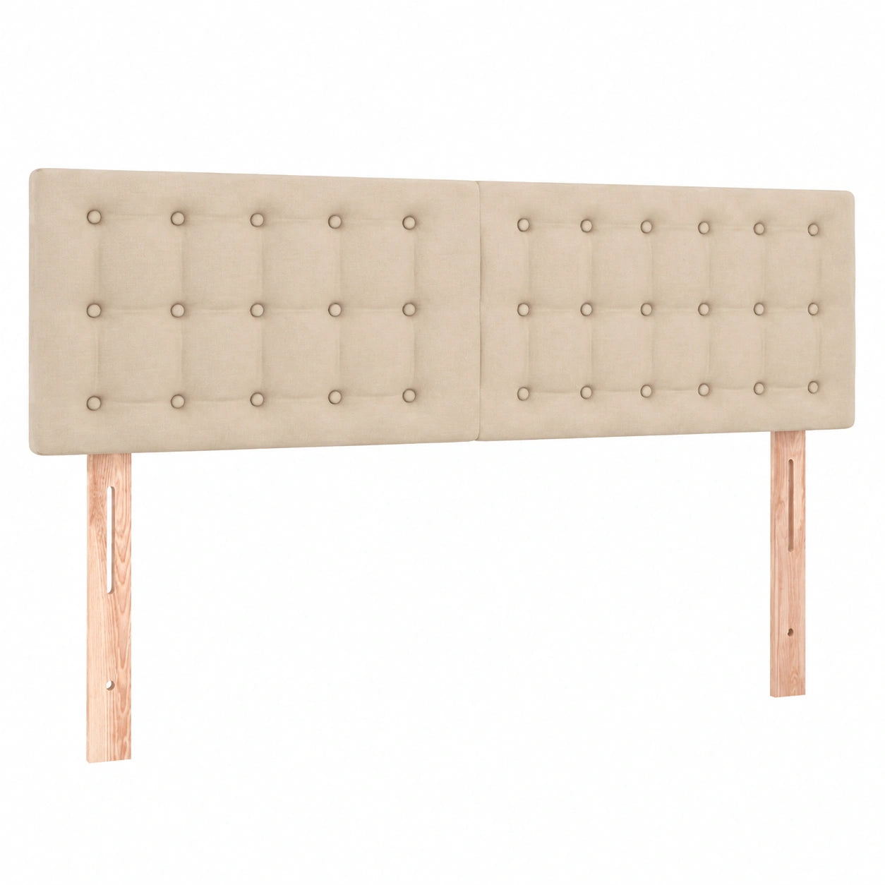 Höhenverstellbares Polsterkopfteil mit Holzbeinen, Kunstleder, Cappuccino-Braun, 144x5x78/88 cm