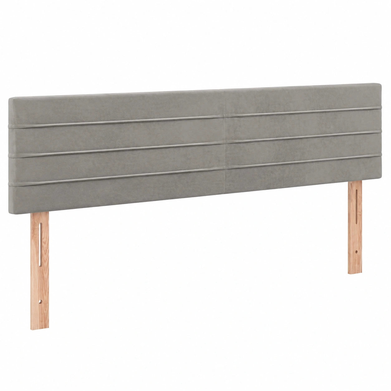 Elegantes LED-Polsterkopfteil aus Samt, hellgrau, 180x5x78/88 cm