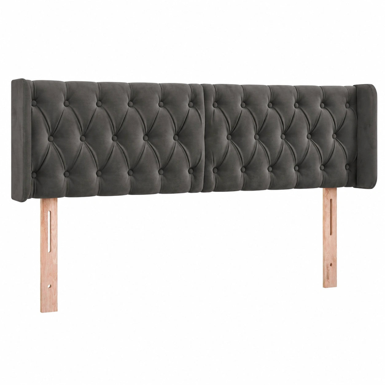 Höhenverstellbares vidaXL Samt-Kopfteil mit Ohren in Dunkelgrau, 147x16x78/88cm