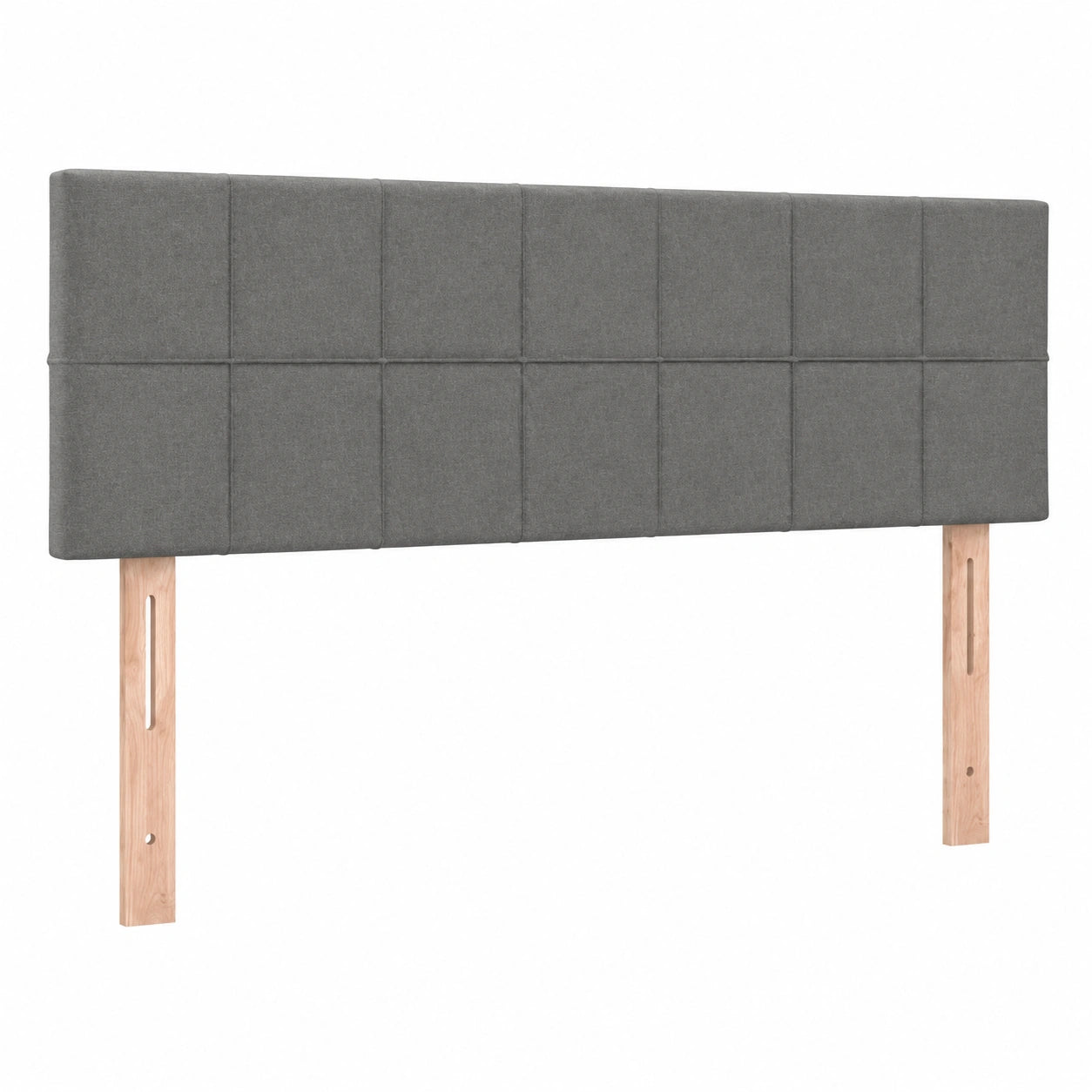 Höhenverstellbares Polsterbettkopfteil mit Holzbeinen, Dunkelgrau, 144x5x78/88cm