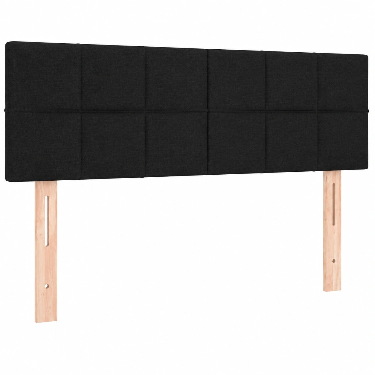 Verstellbares Polsterkopfteile mit Holzfüßen - 144x5x78/88cm, Schwarz