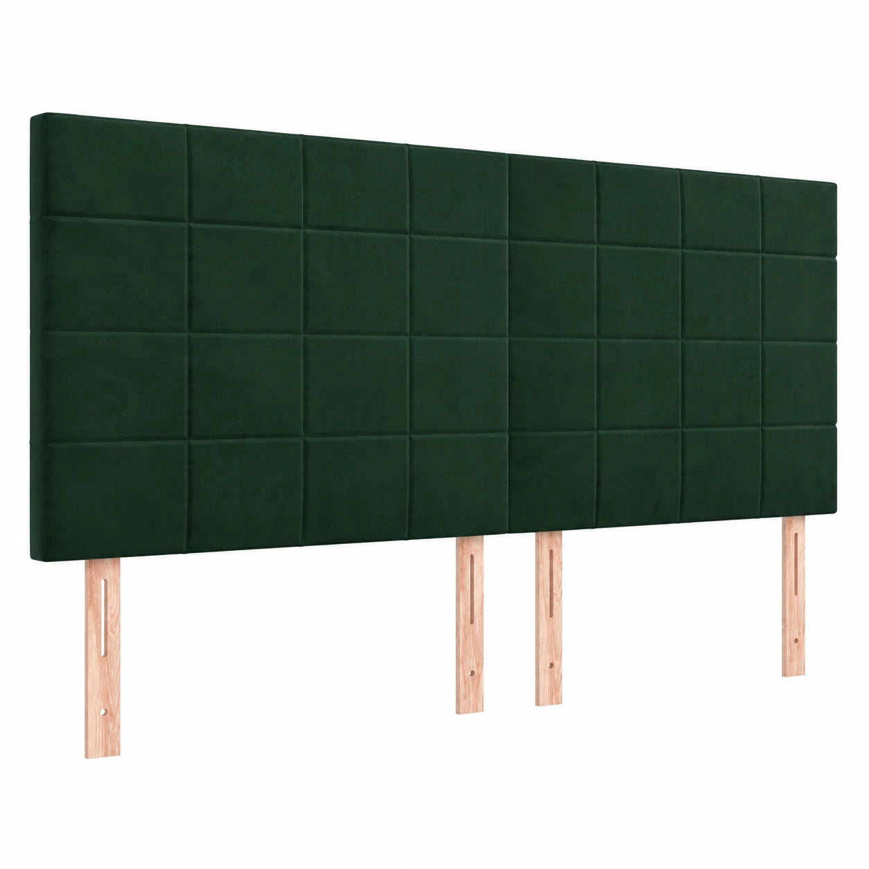 Höhenverstellbares Polster-Kopfteil mit Holzbeinen, Dunkelgrün, 200x5x118/128 cm, Samt für Schlafzimmer