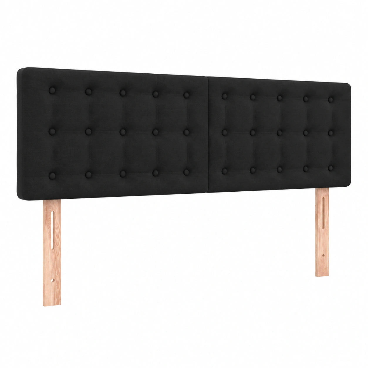 Höhenverstellbares Polster-Kopfteil aus Kunstleder, Schwarz, 144x5x78/88cm