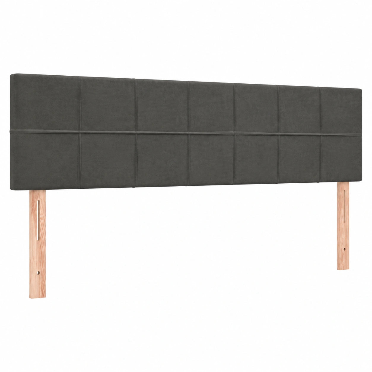 Verstellbares Polsterkopfteil mit Holzbeinen für Doppelbett, Dunkelgrauer Samt, 180x5x78/88 cm