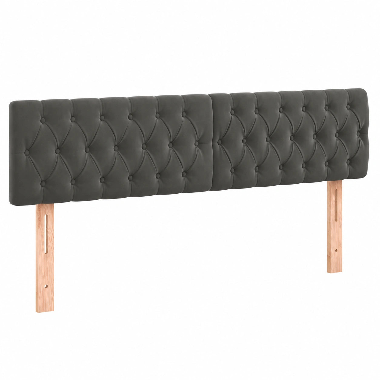 Verstellbares Polsterkopfteil aus Samt in Dunkelgrau 200x7x78/88cm