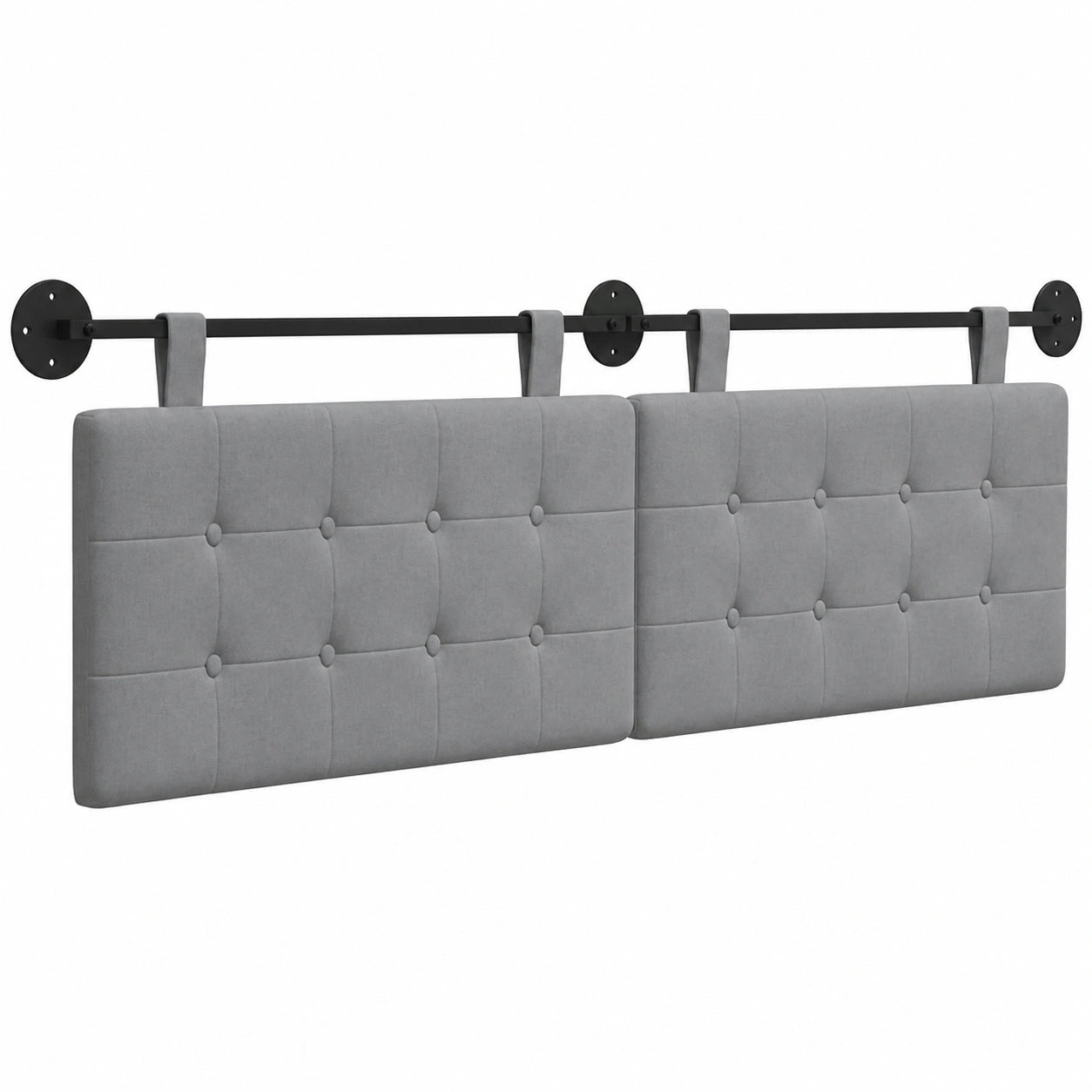 Tidyard Wandmontiertes Kopfteil, Hellgrau, 190 x 55 cm, Stoffpolsterung für Schlafzimmer