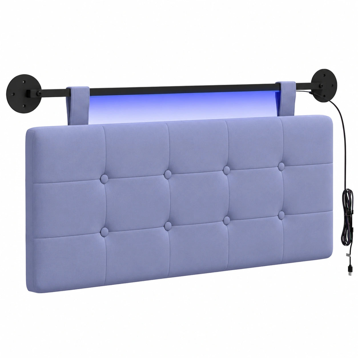 vidaXL Wand-Kopfteil mit LED-Beleuchtung, Jeansblau, Stoff, Modernes Design