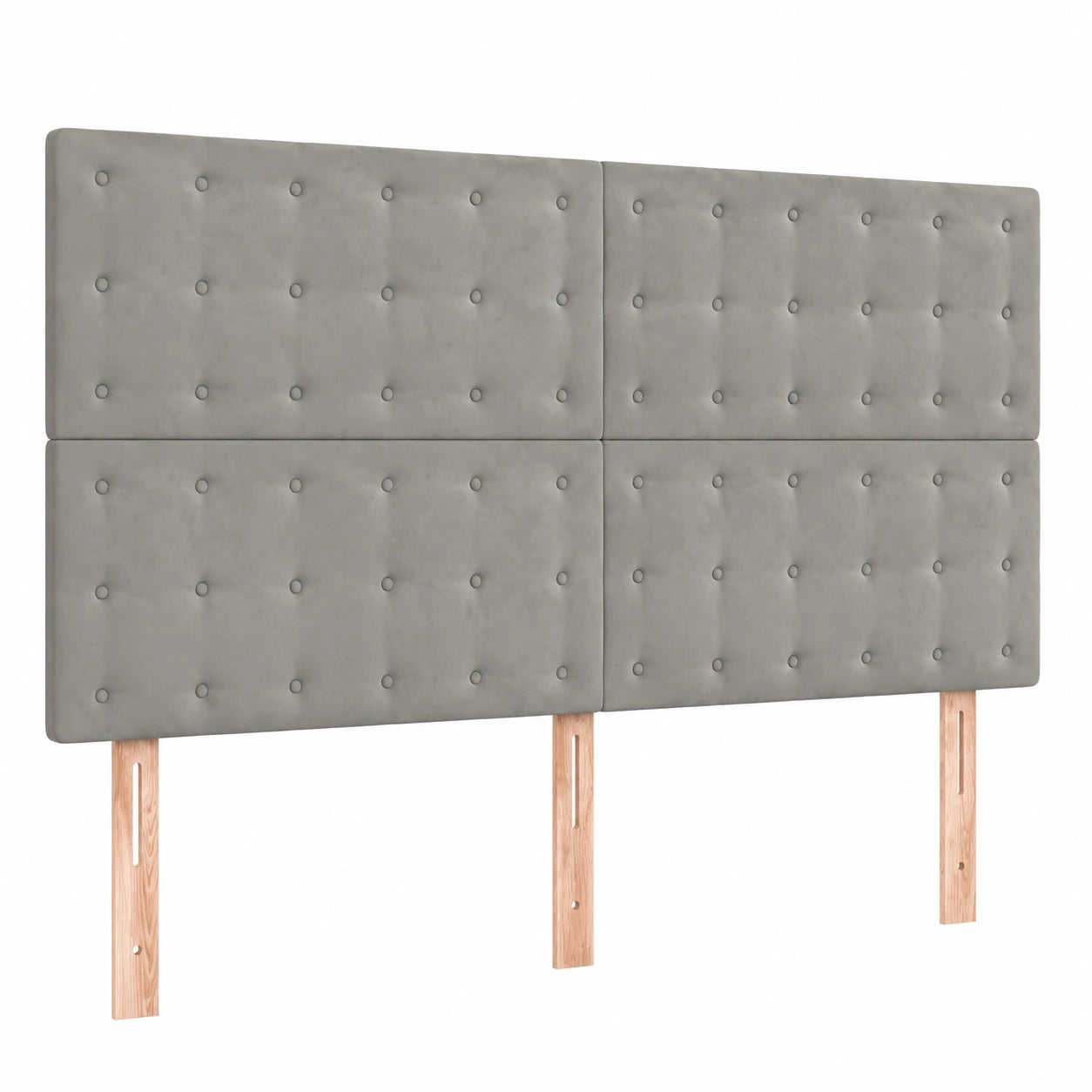 LED-Polsterkopfteil für Doppelbett, Samt, hellgrau, 180x5x118/128 cm, vidaXL