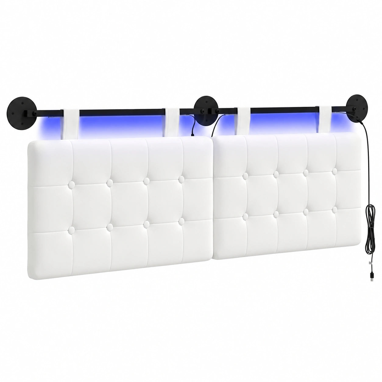 Modernes vidaXL Kopfteil mit LED-Beleuchtung, Weißes Stoffdesign zur Wandmontage