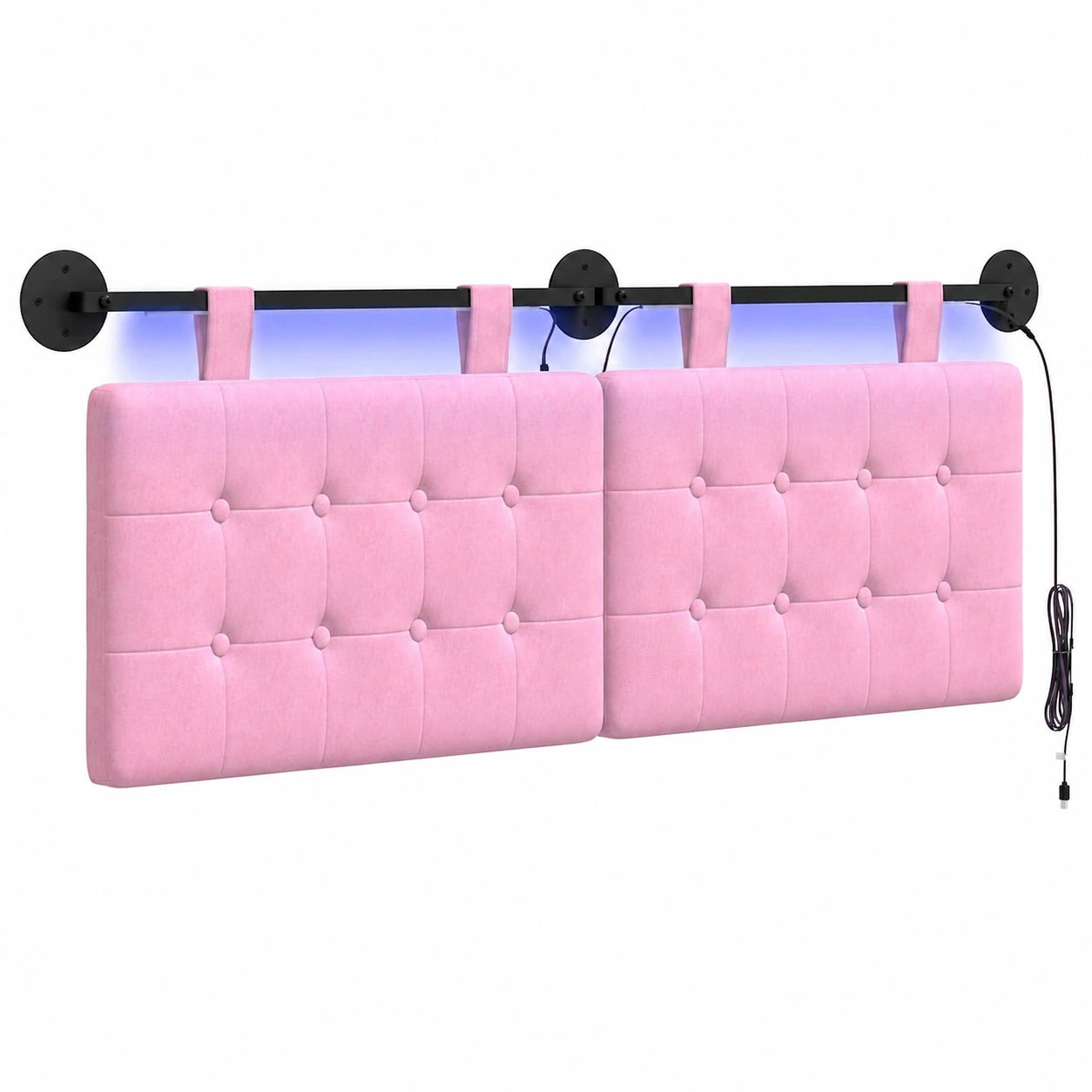 Rosa LED-Polsterkopfteil für Wandmontage - Modernes Design
