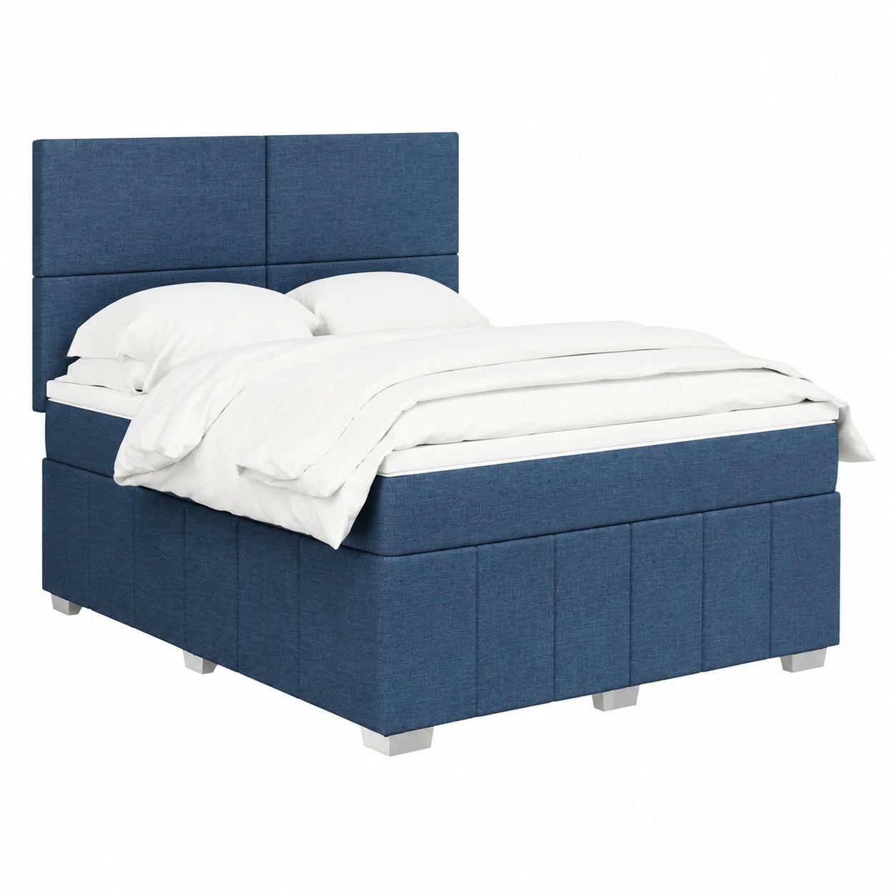 Elegantes Boxspringbett Blau 140x190 cm mit Komfortmatratze und Waschbarem Bezug