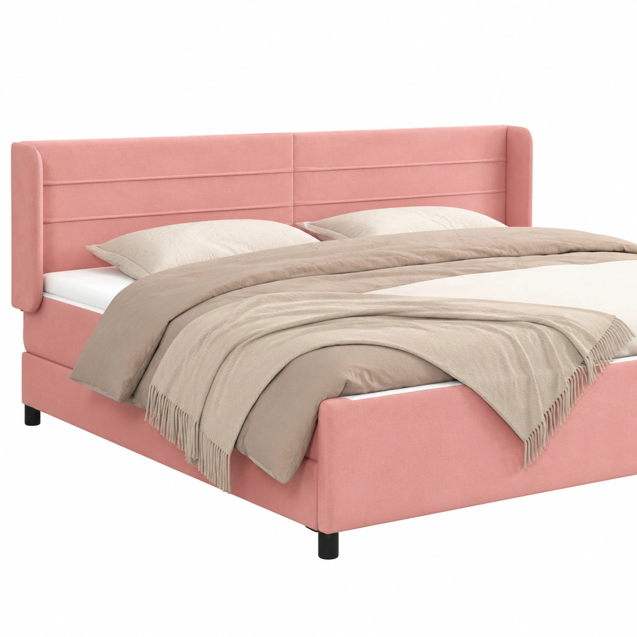 Höhenverstellbares Samt-Kopfteil Rosa, 203x16x78/88 cm, Gepolstertes Design für Bettrahmen