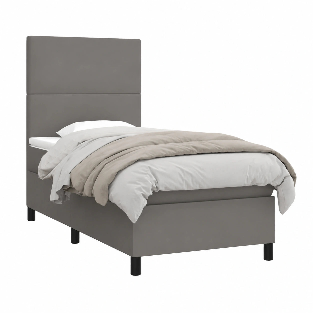 Grau Boxspringbett 100x200 cm mit Kunstleder und LED