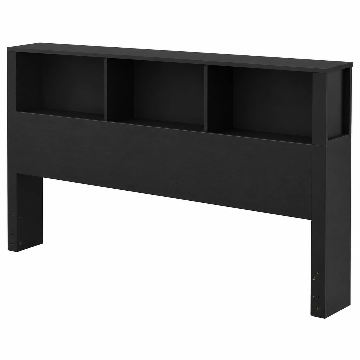 Schwarzes Kopfteil mit Regalen 180x18,5x104,5 cm für Boxspringbett oder Bettrahmen